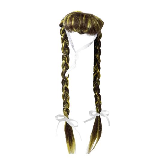 Porch Goose Wig Cute Goose Statue Braid Wig Funny Double Braids with Adjustable Elastic Band for Lawn Goose Statue Yard Garden Outdoor Decoration