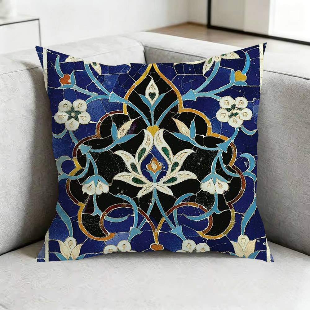 Art Iznik TileE Pillow Case Square DoubleSided Sofa Cushion Cover Bedroom Bedside Pillow Gift