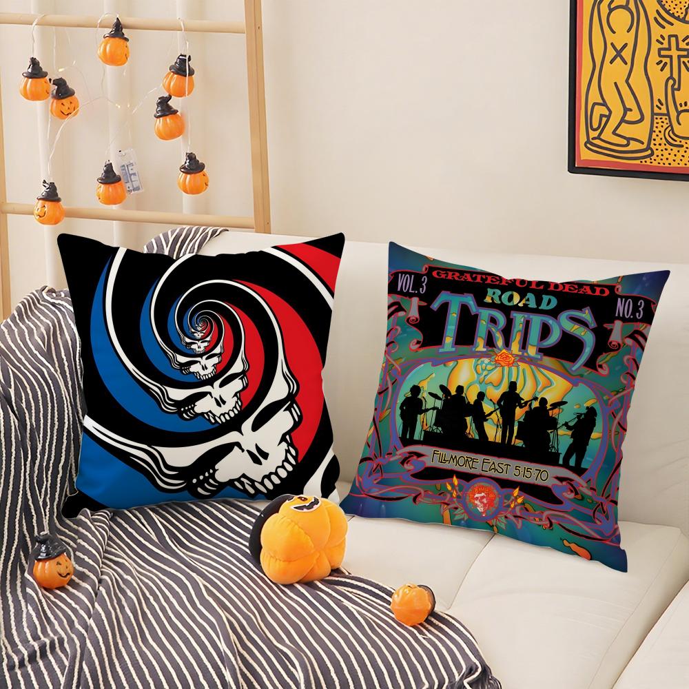 Sound Grateful Dead-Band Pillow Case Silky Short Plush With Invisible Zipper Dustproof Sofa Cushion Cover For Home Decor