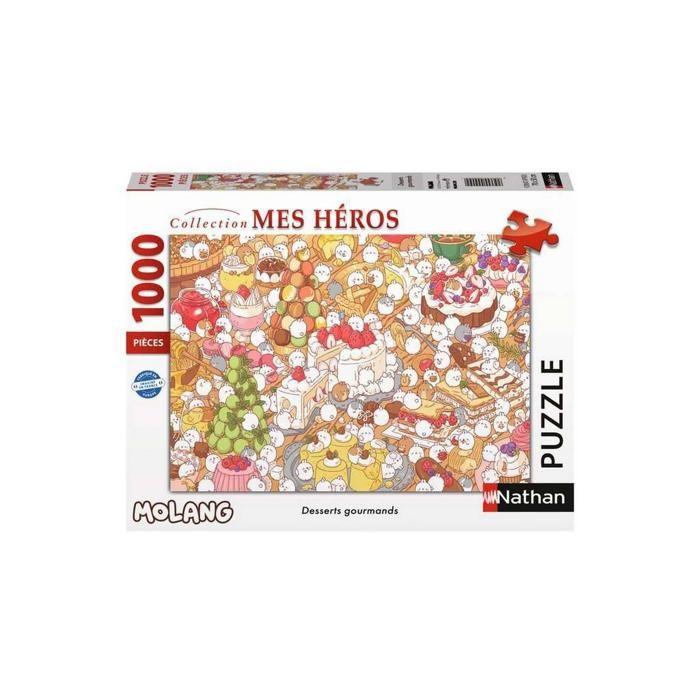 Puzzle - NATHAN - Gourmet Desserts Molang - 1000 Pieces - Cartoons - Mixed