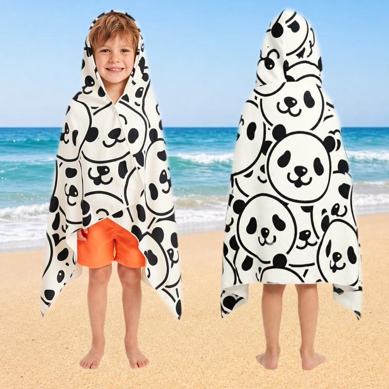 Kids Dinosaur Print Hooded Beach Towel Quick Dry Microfiber Bath Cape Pool Shower Sandproof