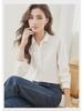Women's Long-Sleeve White Cotton Shirt with Doll Collar - New Spring Design for a Chic, Commuting Look