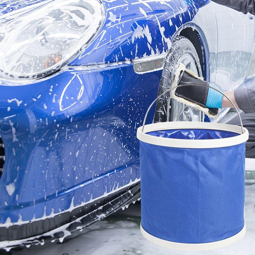 

Oxford Cloth Car Folding Bucket Space Saving Water Sprinkling Bucket Car Washing Buckets Picnic 9 L-Plastic Handle