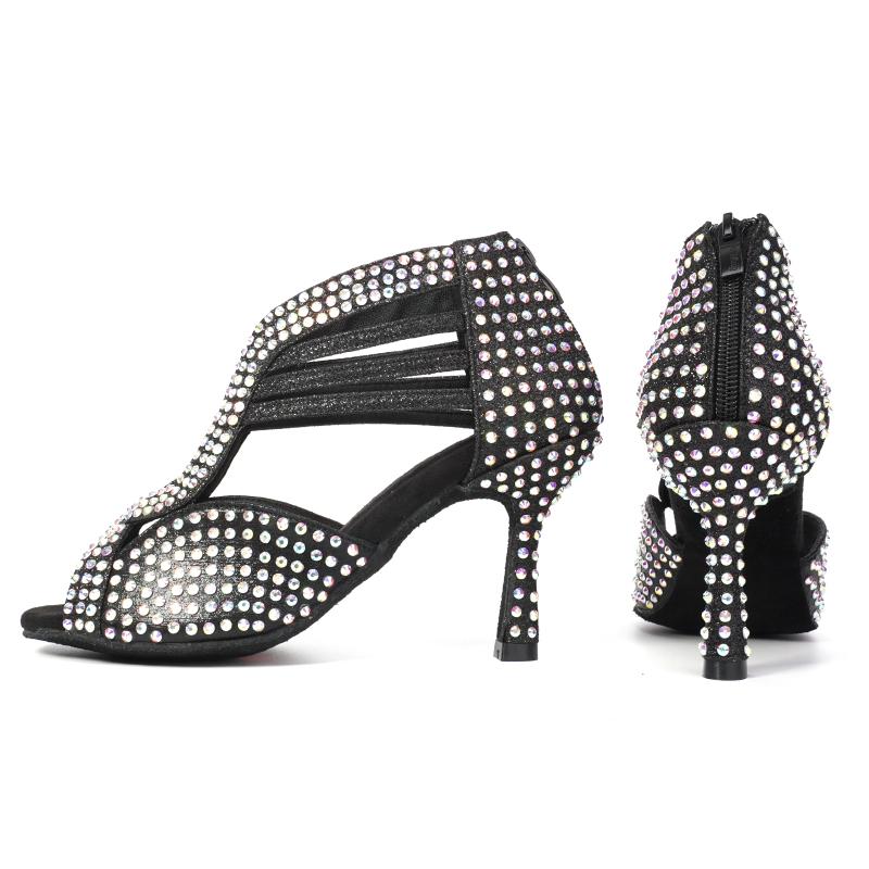 Womens Sequins Dance Shoes Girls Ballroom Party Latin Dance Shoes Jazz Salsa Performance Fashion Dance Shoes Heeled 5/7/9CM