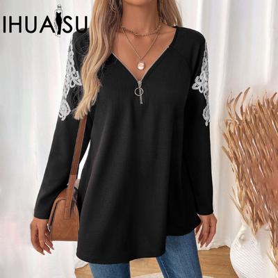 Women's Lace Patchwork Long Sleeve T-Shirt Versatile Comfortable Top