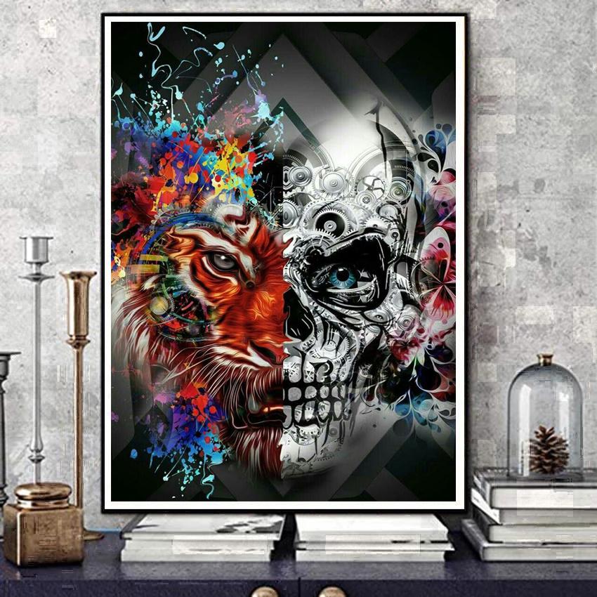 5D Diy Diamond Painting Beast Skull Cross Stitch Set Full Diamond Embroidery Mosaic Art Picture of Rhinestones Decor Gift