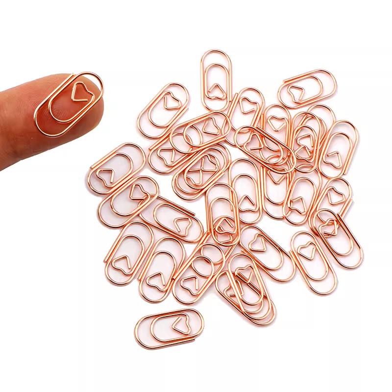 50pcs Mini Love Heart Paper Clips Macaron Color Photo Tickets Holder Binder Clips Notebook Planner Bookmarks Office Supplies