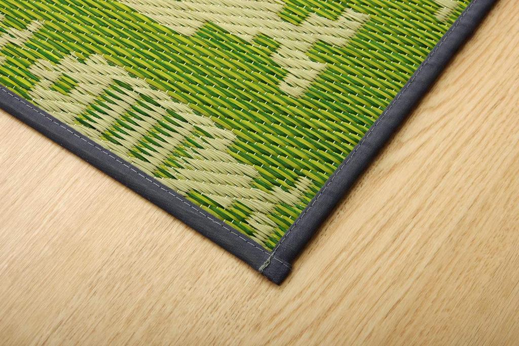 IKEHIKO Igusa Tatami Mat, Igusa Kitchen Mat, Fish Design, Approx. 60 x 240cm, Green, Made with Japanese Igusa Grass, Non-Slip, Simple Design #8240270