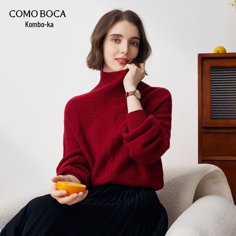 Kommon Boca Women's High-Neck Drop-Shoulder Cashmere Knit Sweater