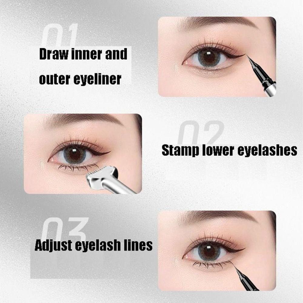 Waterproof Lower Lash Stamp with Ink Quick Dry Eye Liner Portable Silicone Eyelash Stamp
