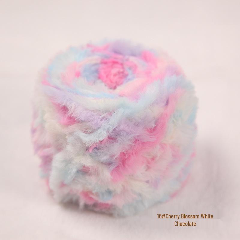 Gradient Dyed Faux Fur Hand-Spun Mink Velvet Yarn – Perfect for DIY Chunky Scarves and Hats