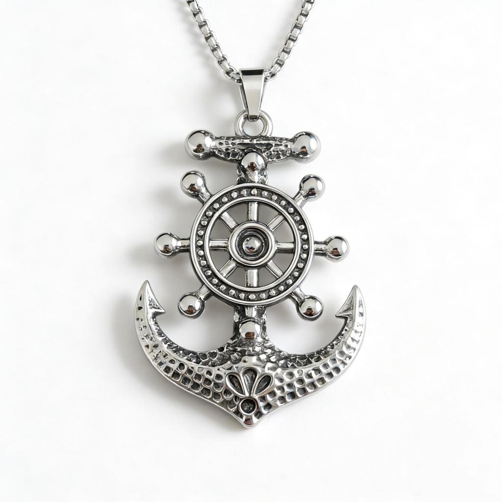 Trendy Hip Hop Street Dance Necklace with Anchor & Wheel Pendants