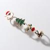 Christmas Tree Enamel Santa Claus Ring Dripping Oil Xmas Jewelry Ornaments Christmas Ring Set  Gift