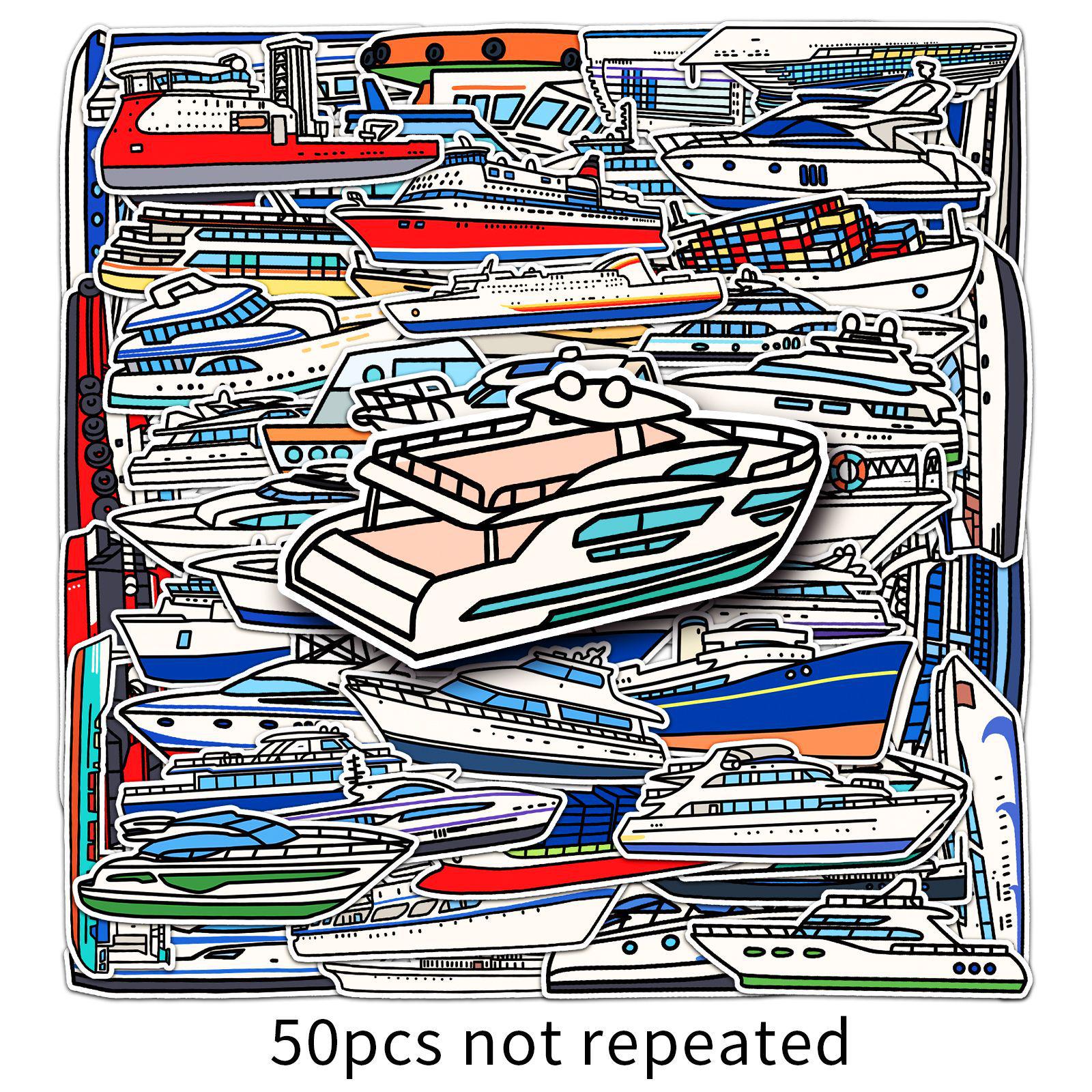 50 Cartoon Ship Graffiti Stickers: Hand-Painted, Waterproof, DIY for Phone Cases & Suitcases
