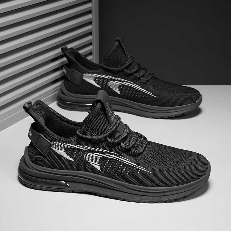 

Mesh shoes men s autumn 2025 new breathable trend versatile fly-woven mesh sports thick-soled wear-resistant men s casual shoes 44 чёрный