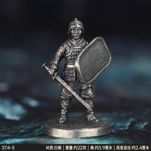 New White Copper Han Dynasty Soldier Figurine Miniature Model Tabletop Game Chess Piece Desktop Decor Statue Car Interior Decor