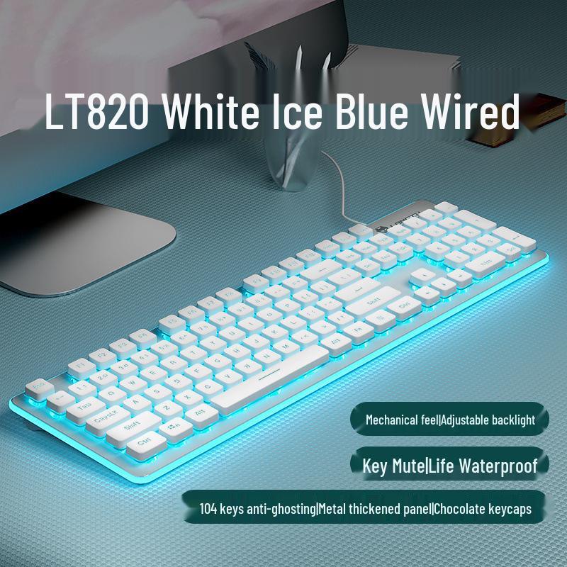 Ultra-Quiet Illuminated Mechanical Feel Wired Keyboard & Wireless Mouse Set for Office & Tablet Use