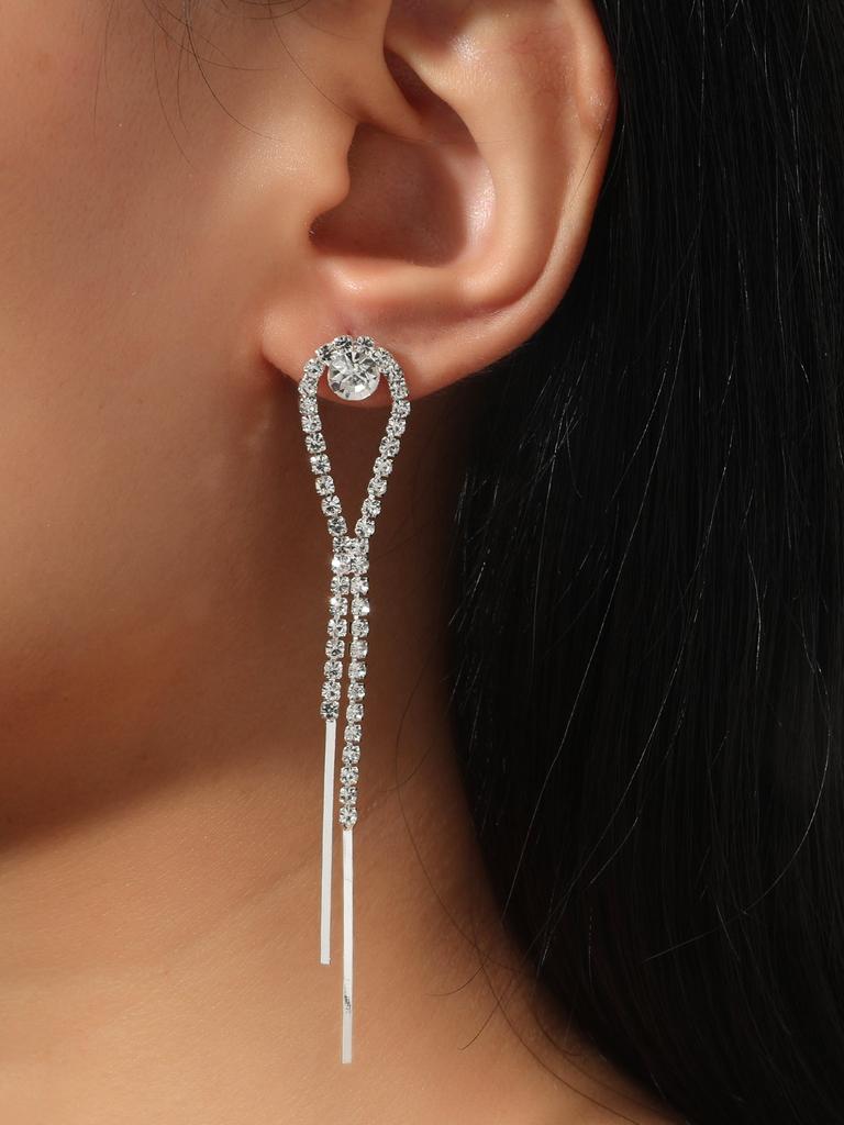 Premium super flash full diamond long fringed earrings