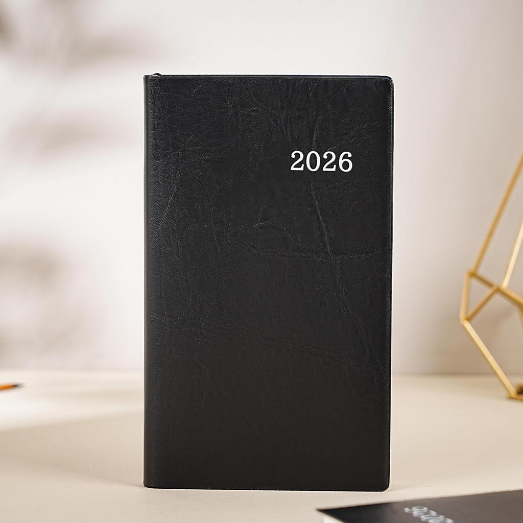 2026 A6 Weekly Diary with Monthly PVC Black December Blocks, Cover, (Starts 2025)