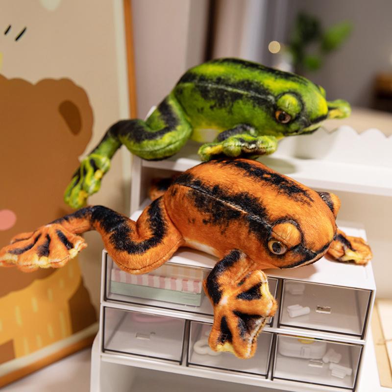 Simulation Cute Green Yellow Frog Plush Toy Super Soft Stuffed Animal Realistic Fun Frog Doll Baby Toys Gift Toy for Kid Girl