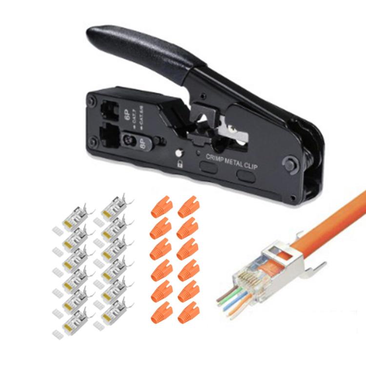 Multifunctional 6P 8P Wire Cable Crimper Stripper Cutter Pliers Network Cat5e Cat6 Cat7 Rj45 Pass EZ Crimping Tool Novelty Gift