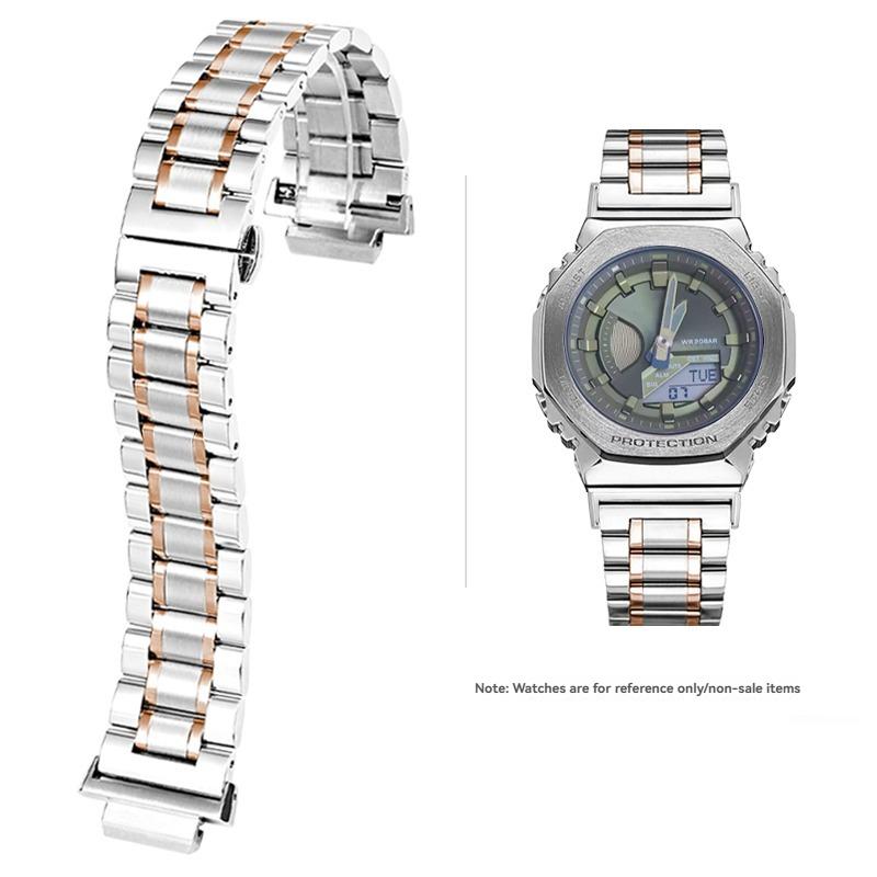 Pulseira de Aço Inoxidável Para Casio G-SHOCK GBM-2100/GM-2100/GA-2100 Ga2110 Pulseira de Reposição Octogonal Modificada 16mm