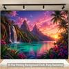 Tropical Sunset Waterfall Landscape Tapestry Wall Hanging Polyester Decoration Jungle Mountains Beach Paradise Backdrop