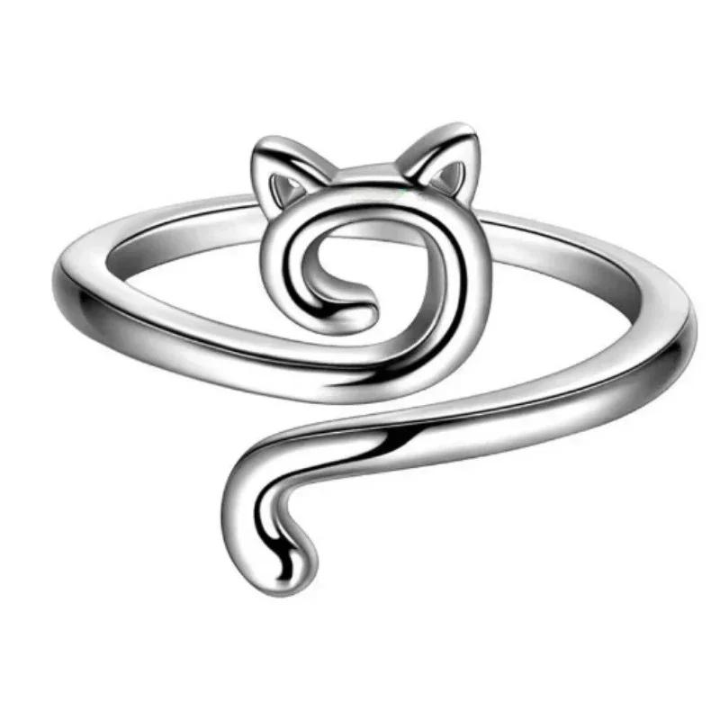 1PC Geometric Cat Ring Knitted Yarn Top Needle Crochet Hook Adjustable Knitted Crochet Hook Thread Loop Sewing Supplies