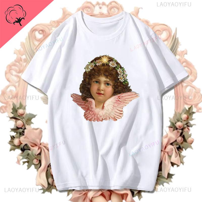Fashion Fiorucci Baby Angel Graphic Tshirt Summer Classic Aesthetic T Shirt Unisex Unisex Kawaii Clothes Creative Couple Short Sleev Unisex