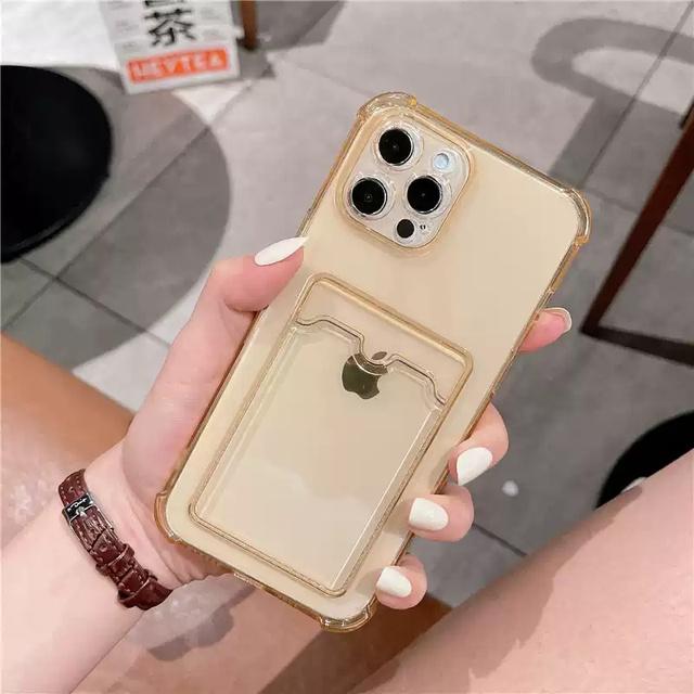 Shockproof Clear Card Bag Phone Case For Iphone 14 13 11 12 Pro Max 13pro Xr Xs Max X 7 8 Plus 11 Transparent Soft Bumper Cover