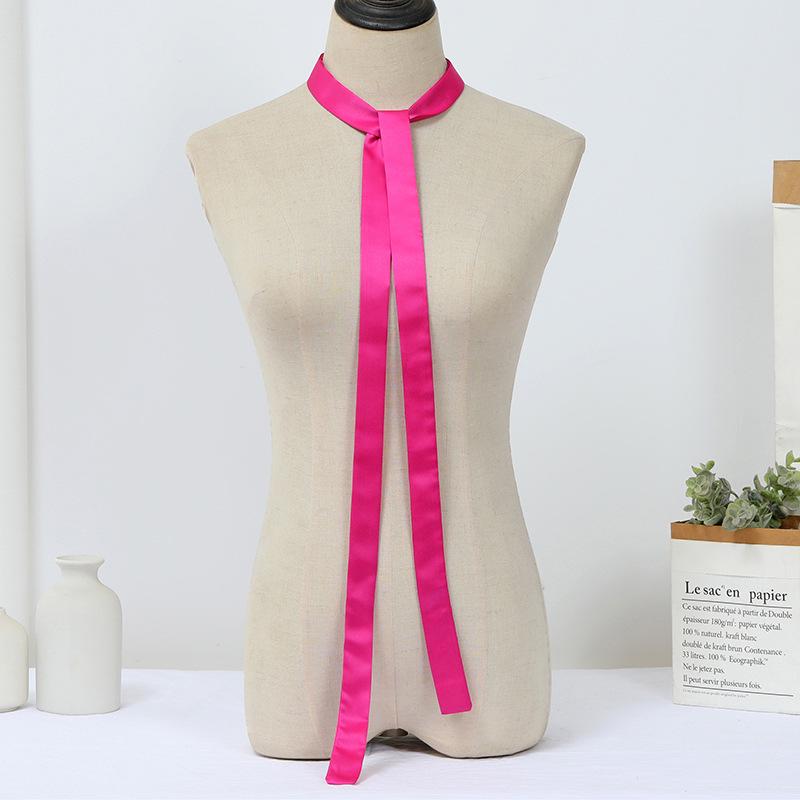 Versatile Solid Color Narrow Scarf: Neckerchief, Hairband, Waistband, and Ribbon Accessory