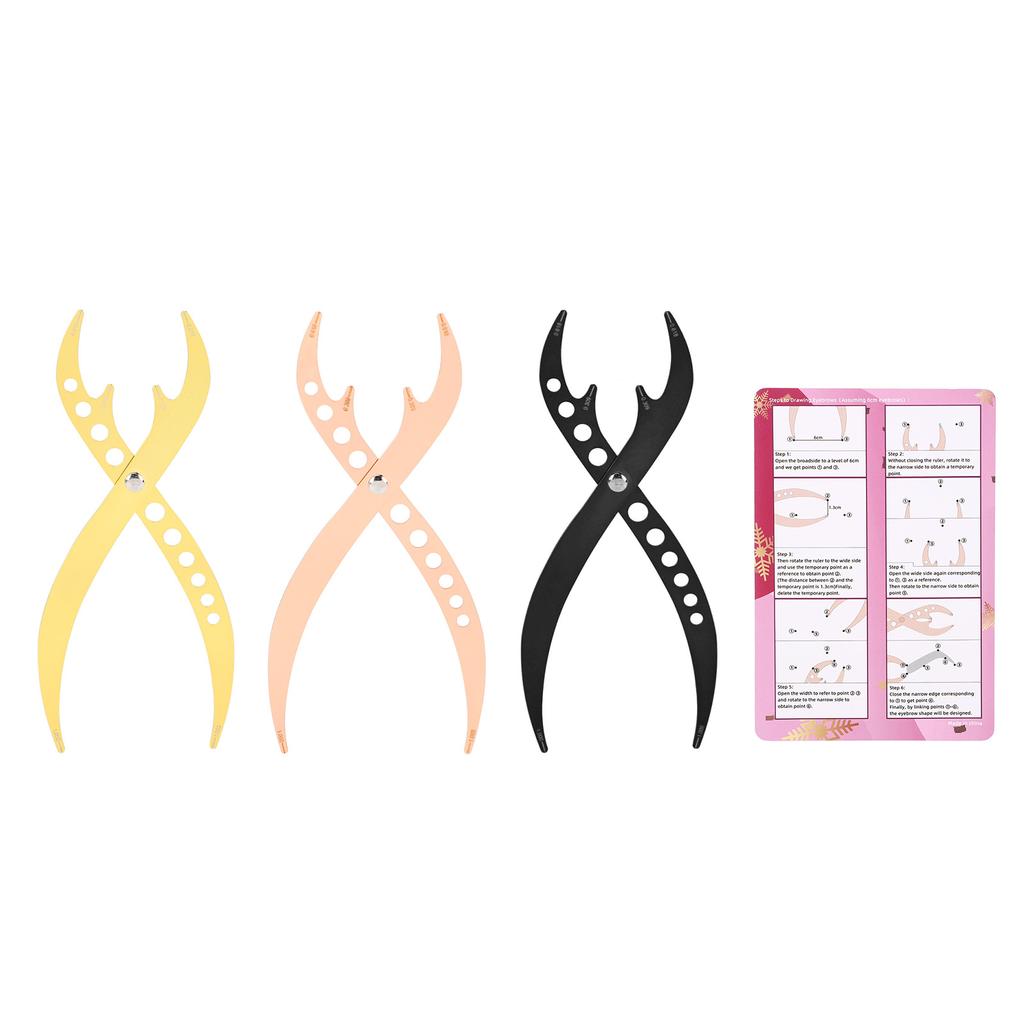 3 ks Šablona na obočí Měřítko Opakovaně použitelné Nástroj pro měření polohy při microbladingu obočí pro domácí cestování