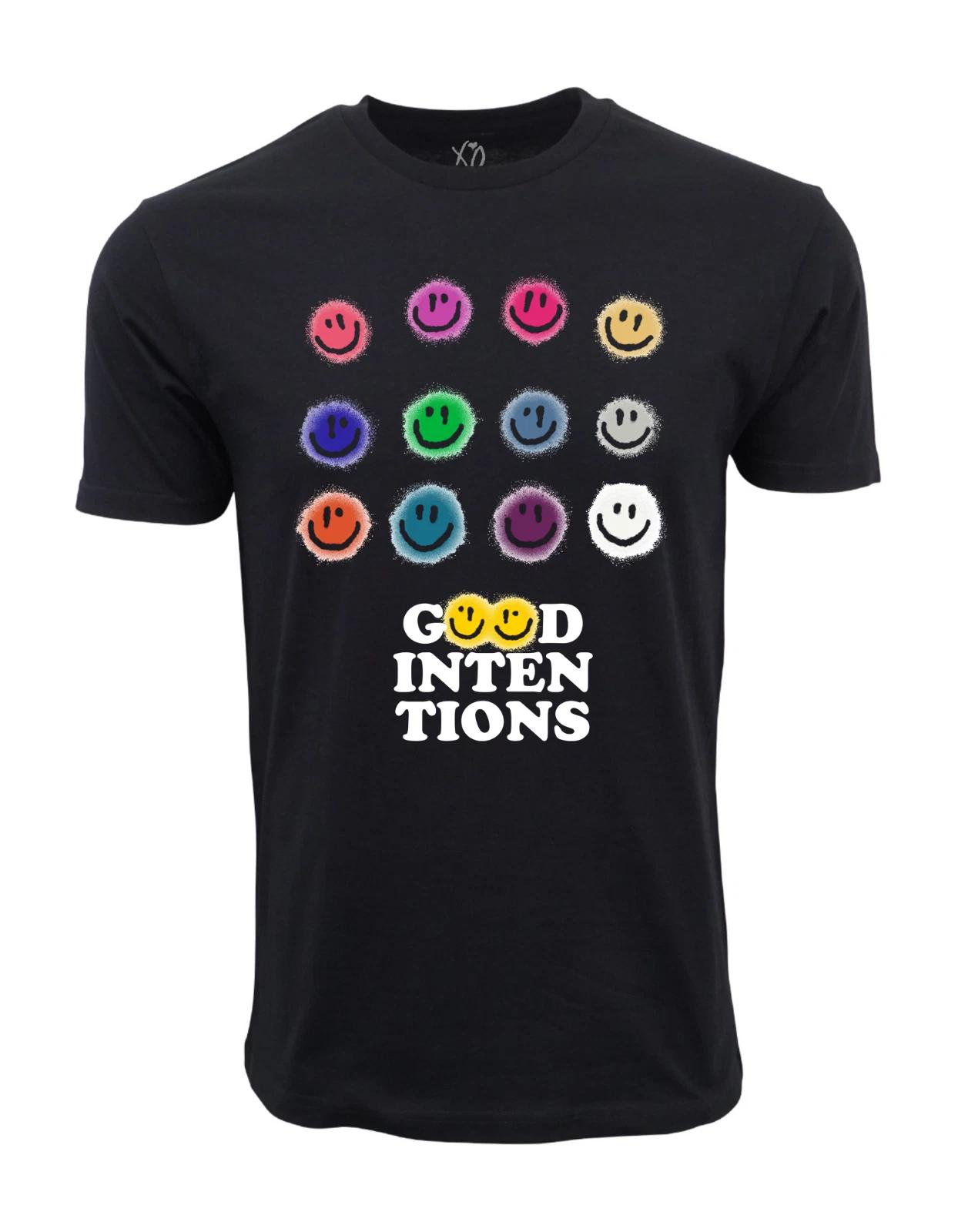 Unisex Adult Casual Graphic Good Intentions Sprayed Smiled Graphic ... XXL