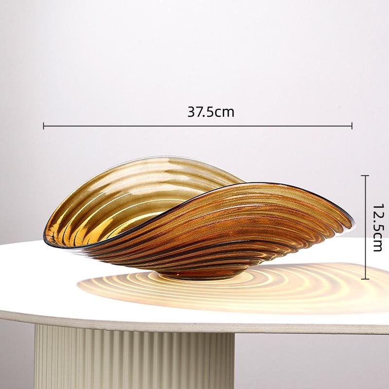 Glass Tray Geometric Scallop Shape Fruit Platter Desktop Storage Containers Transparent Glass Bowls Candy Bowls Jewelry Dish