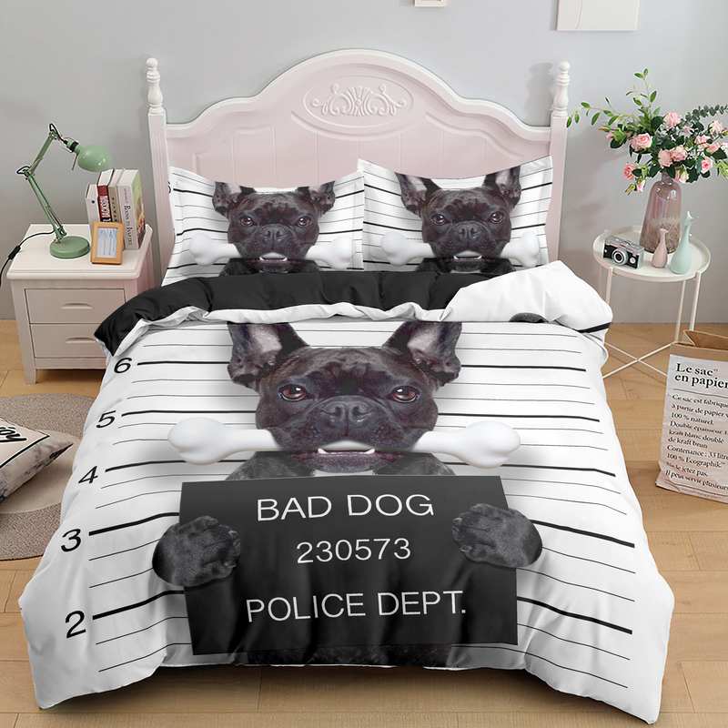 Fashion 3D Dog Bedding Set Digital Print Duvet Cover Pillowcase 2/3 Pcs Bed  Single/Twin/Double/Full/ Queen/ King Size