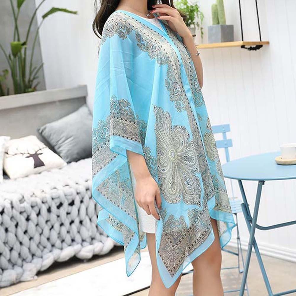 With Buckle Sunscreen Thin Large Scarf Breathable Seaside Vacation Cloak  for Mom