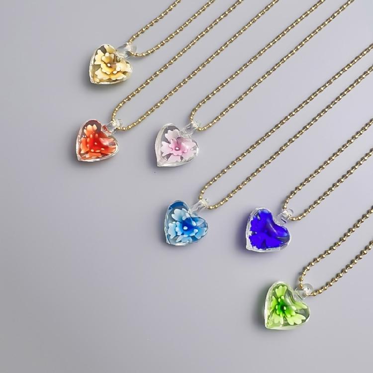 Heart Pendant Collarbone Chain Heart Choker Colored Glaze Material for Girl Teen
