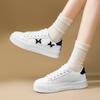 Spring And Autumn Large Size Women'S Shoes Color Matching Flat Bottom Lace-Up Board Shoes Women'S Versatile Casual Sports Shoes Low Top White Shoes