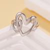 European & American Women's Stainless Steel Double Heart Geometric Open Ring