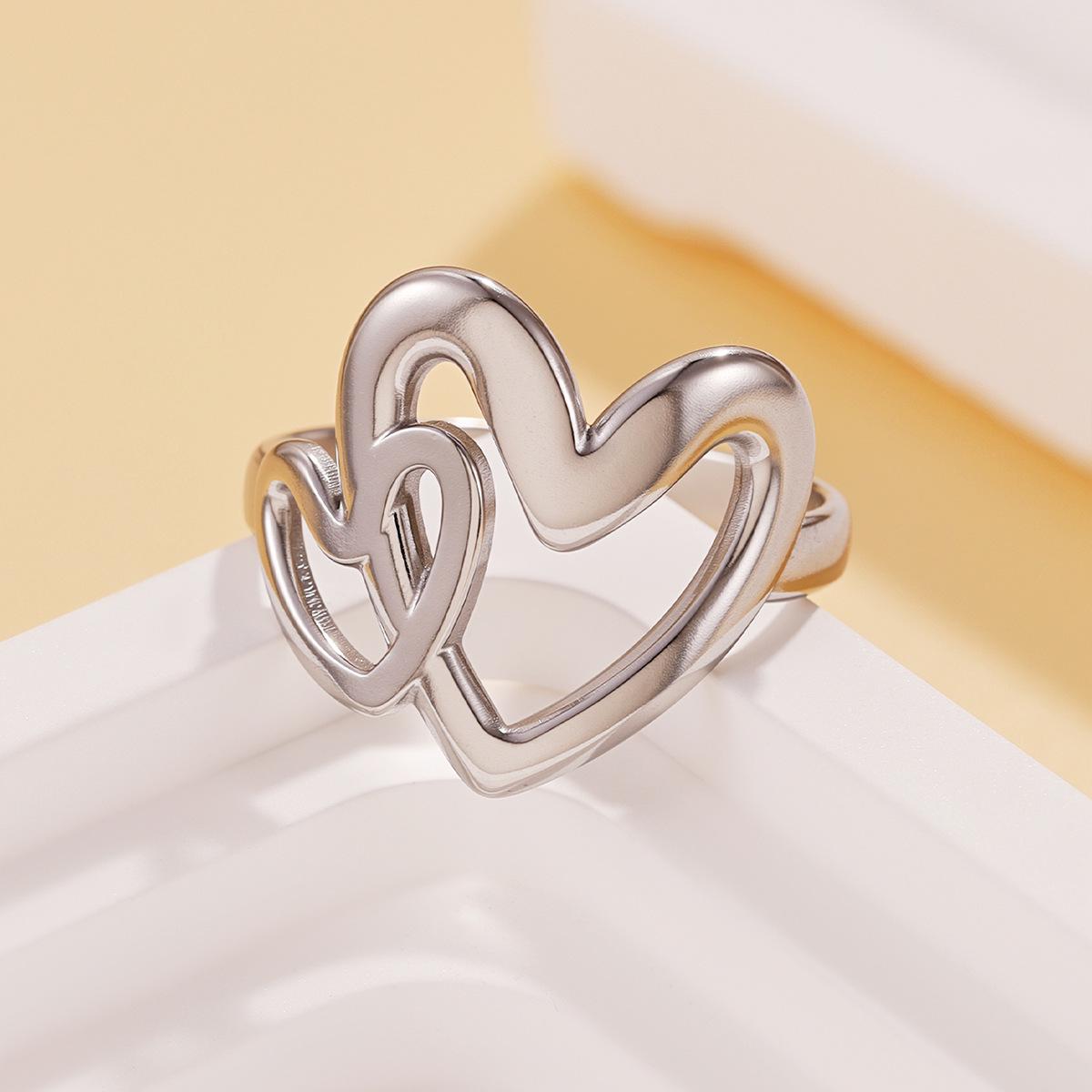 Fairy Style Heart-Shaped Adjustable Stainless Steel Ring