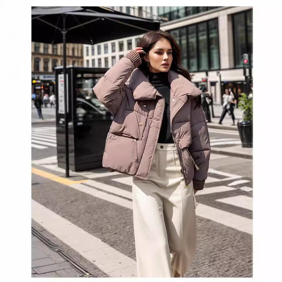2024 autumn and winter new cotton-padded clothes women's short student lapel cotton-padded clothes thickened loose cotton-padded jackets bread clothes