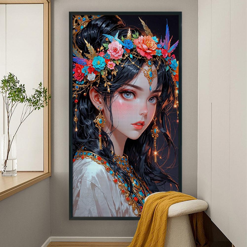 Full Embroidery Cotton Thread 14CT Printed Girl Cross Stitch Kit Art