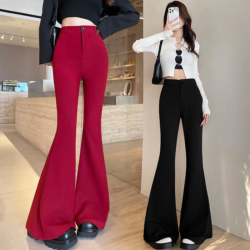 Women's High Waist Black Flare Suit Pants