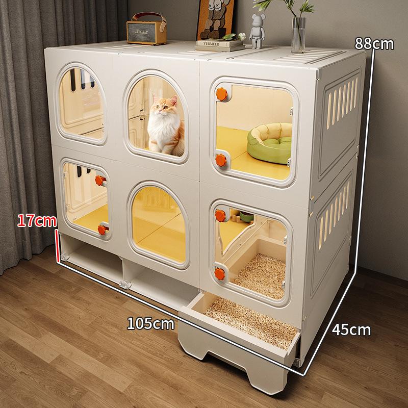 Vila integrată pentru pisici cu toaletă pentru apartamente mici – Casuță compactă pentru pisici cu o cameră și hol