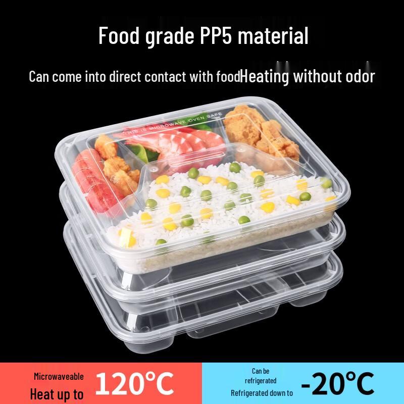 Disposable 3-Compartment Meal Prep Containers