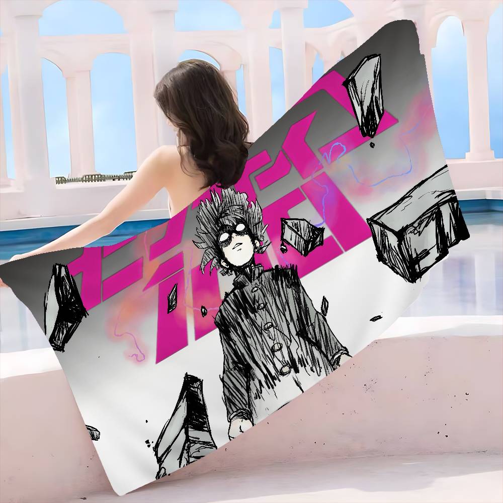 Anime Mob P-Psycho 100 Anime Beach Swimming Towel Soft Absorbent Washcloth Children's Gifts for Kids Travel Camping Gym