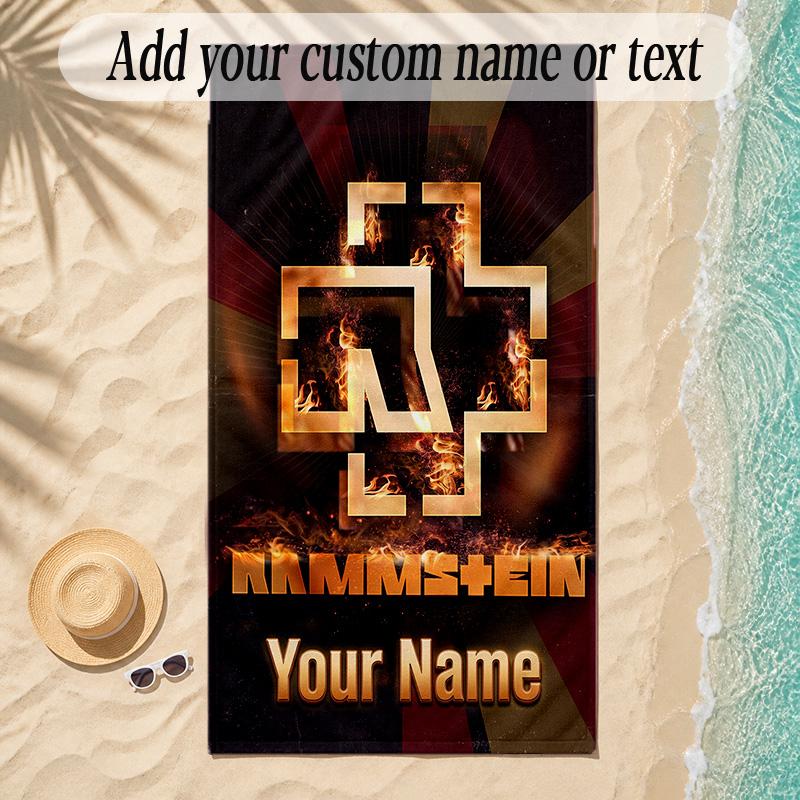Beach TowelRammstein Custom Name Text Personalized Soft Towel for Beach Pool Indoor Home Decor Gift