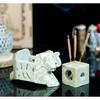 Crocon Handmade Soapstone Elephant Candle and Incense Holder – Multi-Incense Stick Stand with Elephant Design, Ideal for Home, Office