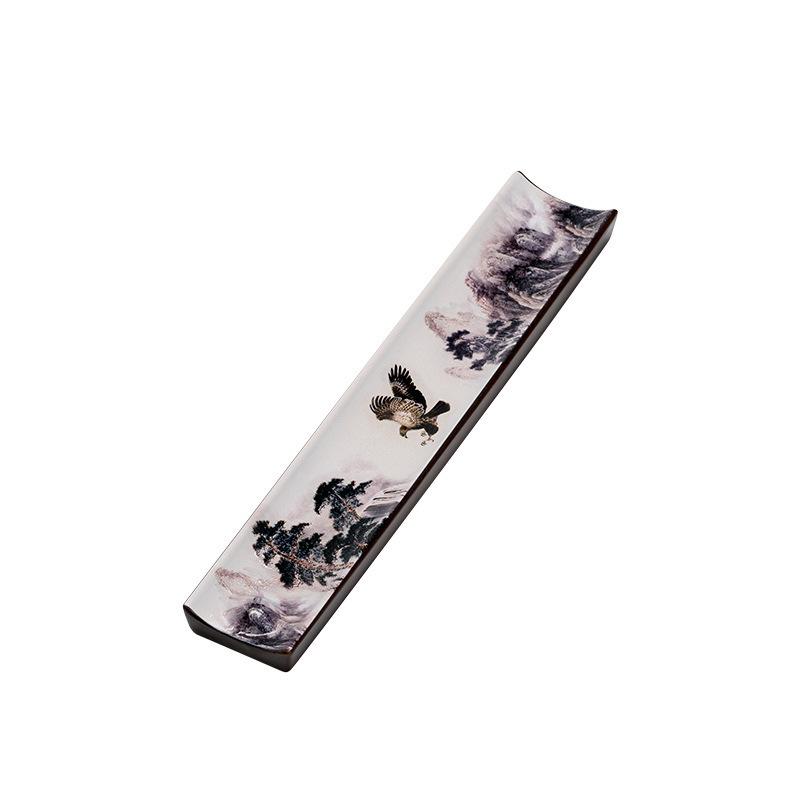 Guochao River & Mountain Ceramic Incense Holder - Retro Incense Stick Tray for Indoor Use
