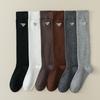 Women Stockings Bee Embroidery Long Socks Solid Color Black White Gray Stockings Knitted Cotton Knee Socks Women Stockings